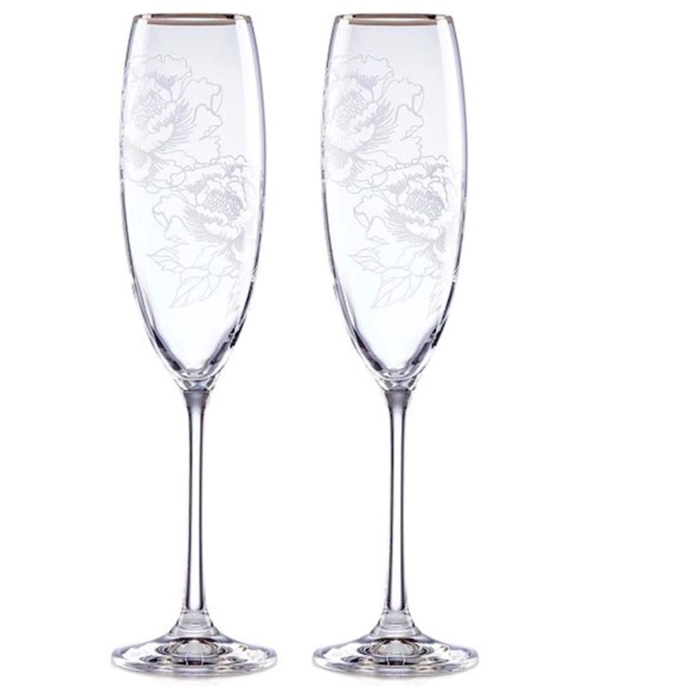 Lenox Silver Peony Toasting Flute Set